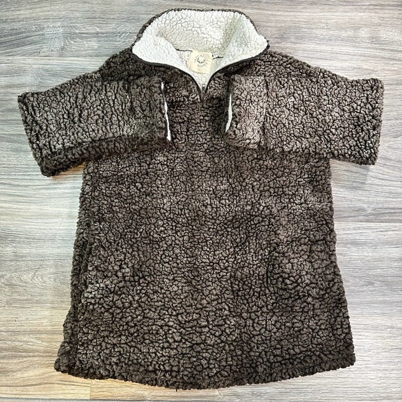 Fantastic Fawn Sherpa Fleece Mock Collar 1/4 Zip Jacket Size L - Picture 2 of 8